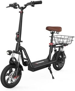 iScooter Electric Scooter with Seat, 34/21 Miles Long Range & 28/15.6 Mph Top Speed, 14"/12'' Pneumatic Tire, Height Adjustable Seat &Handlebar, Dual Suspensions Commuting Scooter with Basket