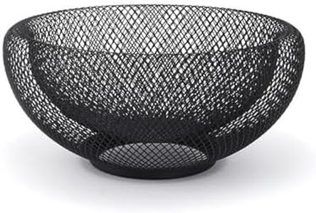 HYOATREA Mesh Fruit Bowl Decorative Fruit Basket Metal Candy Dish Holder Stand for Kitchen Counter Dining Room Table Office, 12 Inch (Black 12")