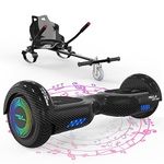 MEGA MOTION Hoverboard Go Kart, Hoverboards with Hoverkart for kids, 6.5 Inch Two-Wheel Self Balancing Hoverboard with Bluetooth Speaker, with LED Lights, Gift for Children and Teenager
