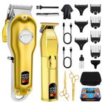 HIENA PRO Professional Hair Clippers Men Cordless Mens Hair Clipper and Trimmer Set Hair Cutting Kit for Barber Set Rechargeable Barber Clippers with LED Display