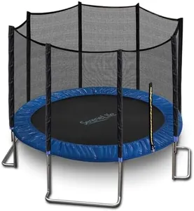 SereneLife 8FT Trampoline Outdoor – Heavy-Duty Backyard Trampoline for Kids and Adults with Wide Jumping Surface, Stable L-Shaped Legs, Safety Net, ASTM Approved, Supports 264 lbs., 96 x 94 IN