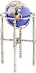 Unique Art 330-GBH-BLUE-SILVER 36-Inch by 13-Inch Floor Standing Blue Lapis Gemstone World Globe with Silver 4-Leg Stand