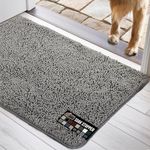 GORILLA GRIP Absorbent Soak Stopper Doormat, Rubber Backing Welcome Mat, Muddy Dog Paws Dirt, Washable Quick Dry Microfiber Chenille Floor Interior Door Mats, Home Décor, 30x20 in Gray