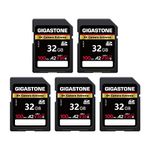 Gigastone 32GB 5-Pack SD Card, Camera Extreme, A2 V30 SDHC Memory Card High Speed Full HD Video Compatible with Canon Nikon Sony Pentax Kodak Olympus Panasonic Digital Camera, with 5 Mini Cases