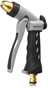 Navaris Garden Hose Nozzle Spray - High Pressure Metal Water Gun Sprinkler with Ergonomic Trigger for Lawn, Gardening, Car Washing, Watering Plants