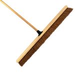 36-Inch Wide Coco Broom with Wooden Handle - Soft Bristle Indoor Sweeping Broom for Home, Kitchen, Hardwood Floors - Natural Coconut Fibre Bristles - Eco-Friendly Floor Brush