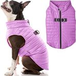 Gooby Puffer Vest Dog Jacket - Purple, Medium - Ultra Thin Zip Up Wind Breaker with Dual D Ring Leash - Water Resistant Small Dog Sweater Coat - Dog Clothes for Small Dogs Boy or Medium Dogs