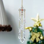 H&D HYALINE & DORA Crystals Cross Shape Rhinestones Suncatcher, Hanging Glass Rainbow Sun Catcher for Window