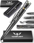 Tactical Pen for Self-Defense + LED Tactical Flashlight, Bottle Opener, Window Breaker | Multi-Tool for Everyday Carry (EDC) Survival Gear | For Military, Police, SWAT | Gift Boxed + Extra Ink (Black)