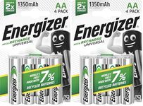 Energizer Rechargeable AA Batteries, Universal Double AA, Pack of 8