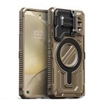 VRS DESIGN Terra Guard Ultimate [Magnetic] Phone Case for Samsung Galaxy S24, Premium Sturdy Fully Covered [Camera Lens Protection Cover] [Kickstand] Case Compatible with Magsafe (2024/Khaki)