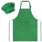 Sunland Kids Apron And Hat Set Children Chef Apron For Cooking Baking Painting (Green, Medium)