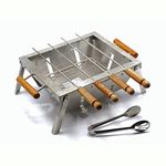 KWIKLANDER - Compact Portable Foldable Stainless Steel Tandoor Charcoal Barbeque Bbq Grill Set With 4 Skewers, Tongs, Bag, Charcoal Tray For Home Outdoor Garden (32 X 28 Cm), Free Standing