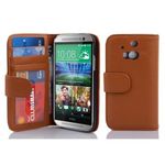 cadorabo Book Case works with HTC ONE M8 (2. Gen.) in COGNAC BROWN - with Magnetic Closure and 3 Card Slots - Wallet Etui Cover Pouch PU Leather Flip