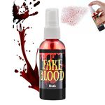 2.1oz Halloween Fake Blood Spray, Realistic Washable Dark Old Blood Splatter, Liquid Blood for Zombie, Vampire, Monster SFX Makeup Cosplay Costume Accessories Stage Party Supplies