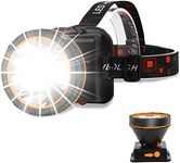 PARAROSE Head Torches Upgrade, 90000 High Lumen Head Torch Rechargeable Super Bright Headtouch, Waterproof USB LED Head Tourch, 2 Modes Headlamp for Outdoor Camping Fishing Hunting Running Biking