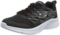 Skechers Boys Microspec Quick Sprint Sneaker, Black Textile Black Silver Trim, 2 UK