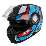 Steelbird SBH-40 Decode ISI Certified Full Face Graphic Helmet for Men and Women with Inner Sun Shield (Medium 580 MM, Matt Black Red)