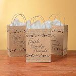 Fun Express - Faith Family Friends Paper Bags - Party Supplies - Bags - Paper Gift W & Handles - 12 Pieces