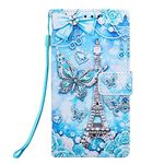 Case for Huawei P Smart 2019, Honor 10 Lite Case, PU Leather Wallet Phone Case Flip Soft TPU Shockproof Shell Slim Fit Protective Cover with Card Holder Magnetic Closure Stand - Tower & Butterfly