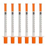 Shudyear 20 Pack 1ml 0.3x13mm Syringe 30G, Plastic Multiple Uses Measuring Tools, 1ml Syringes With Cap, dispensing measuring tool, laboratory accessories, individually sealed packaging (20)