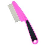 Syolee Flea Comb for Dog Cat Flea Lice Tear Stain Remover Pet Combs Fine Tooth Grooming Removal Tool Pink, 18cm x 4.5cm