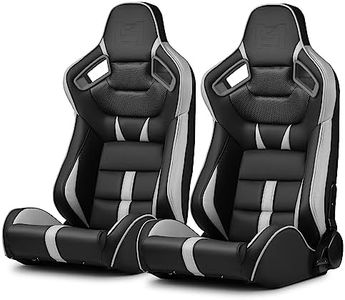 ModifyStreet Universal PVC Leather Reclinable Black with Gray Racing Seats Right Left [VIPER-Series]