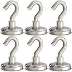 GREATMAG Magnetic Hooks Heavy Duty, 100 lbs Strong Hooks for Hanging, Magnet with Hook for Cruise, Grill, Fridge, Pack of 6