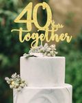 40 years together golden cake topper, happy 40th Anniversary Cake Toppers, 40th Anniversary Decorations, 40th Wedding Anniversary Party Supplies,Forty Anniversary Cake topper