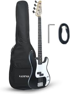 Kadence PBBK Tennessee 46.5” Electric Bass Guitar (P-Style) | Solid Poplar Wood Body, Maple Neck | Split-Coil Pickup | Fixed Bridge | Gig Bag + Cable | Matte Black