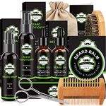 Beard Kit, Beard Grooming Kit with Beard Wash, Beard Conditioner, Beard Oil, Beard Balm, Beard Brush, Beard Comb, Beard Scissors, Storage Bag, Beard E-Book, Mens Gifts for Birthday Dad Husband Boyfriend