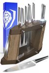 DALSTRONG Knife Block Set - 8 Piece - Crusader Series - Forged High-Carbon German Stainless Steel - Manchurian Ash Wood Block Stand - Professional Kitchen Set - Knife Set - NSF Certified