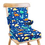 Monfasye Dismountable Washable Kids Baby Toddler Infant Harness Increasing Cushion Dining Chair On the Go Seat Highten Pad Travel Storage Chair (Backrest Dinosaur Blue）