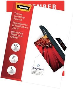 Fellowes Thermal Laminating Pouches, ImageLast, Jam Free, Letter Size, 5 Mil, 150 Pack (5204007), Clear