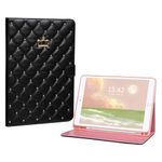 Cute Case for iPad 9th/8th/7th Generation 10.2 Inches PU Leather Crown Bling Folio Cover with Built-in Apple Pencil Holder - Auto Wake/Sleep Multiple Viewing Angles Girls Gifts (Black)