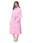 RONGTAI Womens Bathrobe Ladies Fleece Plush Warm Long Robes （Medium,Pink）