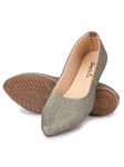 Drip Cross Premium Stone Design Latest Women Bellie, Ballet Flats Comfortable Stylish Shine Bellies for Women - 2032 (Grey, 8)