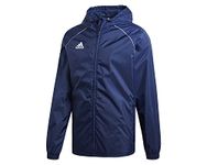 Adidas Men's Core 18 Rain Jacket, Dark Blue/White, 2X-Large