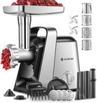 AAOBOSI Meat Grinder, 6-In-One Meat Grinder Electric [3000W Max] with 4 Slice, Shred Blades,2 Grinding Blades,4 Plates, 3 Sausage Stuffer,Kubbe Kit, Burger Press, 2 Meat Claws，for Home Kitchen Use