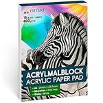 TRITART Acrylic Paper for Painting A4 400g/m²- Acrylic Paint Paper for Acrylic Colours & Oil Painting - 18 White Sheets - Acid Free Acrylic Paint Pad - Heavy Duty Painting Paper