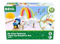 BRIO My First Railway Interactive Light Up Rainbow Train Set - Toddler Toys for Kids 18 Months Up - Wooden Railway Accessories