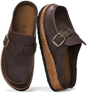 Project Cloud Genuine Leather Moccasin-Style Clogs for Women - Memory Foam and Water Resistant Mules Slip-on - Non-Slip and Durable Clogs Casual Shoes for Women Footwear (Carline, BRWNDIS,6.5)