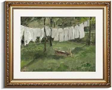 VIYYIEA Gold Framed Canvas Wall Art for Living Room,Vintage Laundry Room Art Print, Antique Oil Painting, Country Landscape Vintage Wall Art Canvas,For Living Room, Bedroom, Office,Gallery - 13x16in
