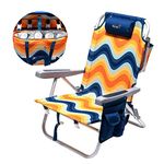 SUNNYFEEL Reclining Beach Chair, 5-Position Lay Flat Lounge Chair, Lightweight Folding Recliner Low Beach Chairs for Adults, Versatile Beach Backpack Chair for Sand, Lawn, Sunbathing, Camping & More