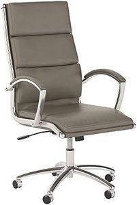 Bush Business Furniture Echo High Back Leather Executive Chair in Washed Gray
