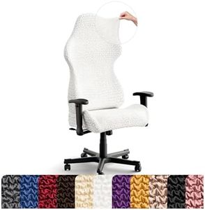 PAULATO BY GA.I.CO. Office & Gaming Chair Slipcover - Stretch Computer Desk Chair Cover with Zipper - Fabric Slipcovers - 1-Piece Form Fit Cover - Microfibra Collection - Crisp White (Office Chairs)