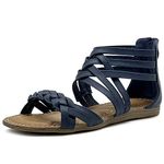 Ollio Women's Shoe Gladiator Strappy Zip Closure Multi Color Sandal, Indigo, 6.5 UK