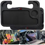 ROADMUNCH Car Table Steering Wheel - Double Sided Car Steering Wheel Table Car Tray a Multi Purpose Car Desk or Car Food Tray - Black Car Laptop Holder and Car Tray Table Fits Most Vehicles