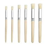 6 Pcs Natural Bristle Paint Brushes Wooden Stencil Brush Paint Template Brush Art Painting Brushes for Watercolor Painting Oil Painting Card Making DIY Art Crafts Project