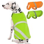 Kuoser Reflective Dog Vest, High Visibility Dog Safety Vest for Medium Large Dogs, Pet Reflective Jacket Fluorescent Green Dog Vest to Safeguard Your Dog in The Outdoors On and Off Leash, XL